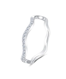 Wave Shape with CZ Crystal Silver Ring NSR-4075